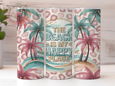 Serene Coastal Happy Place Tumbler, Happy Place Tumbler Design, Ocean Vibes Sublimation, 20oz Tumbler Wrap PNG, Coastal Tumbler Design, Summer Tumbler Sublimation, Tropical Beach PNG Sublimation Lara' s Designs 