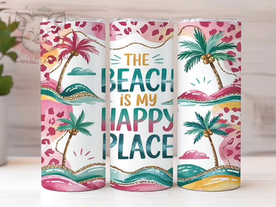 Serene Coastal Happy Place Tumbler, Happy Place Tumbler Design, Ocean Vibes Sublimation, 20oz Tumbler Wrap PNG, Coastal Tumbler Design, Summer Tumbler Sublimation, Tropical Beach PNG Sublimation Lara' s Designs 