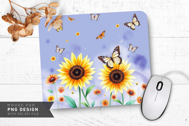 Serene Floral Whimsy Mousepad PNG Design Sublimation Regulrcrative 