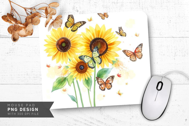 Serene Floral Whimsy Mousepad PNG Sublimation Regulrcrative 
