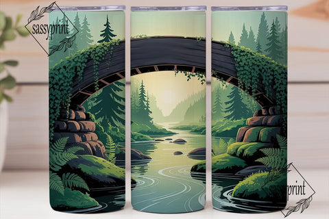 Serene Forest River 20oz Tumbler Wrap Sublimation sassyprint 