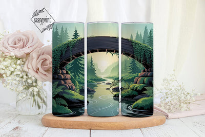 Serene Forest River 20oz Tumbler Wrap Sublimation sassyprint 