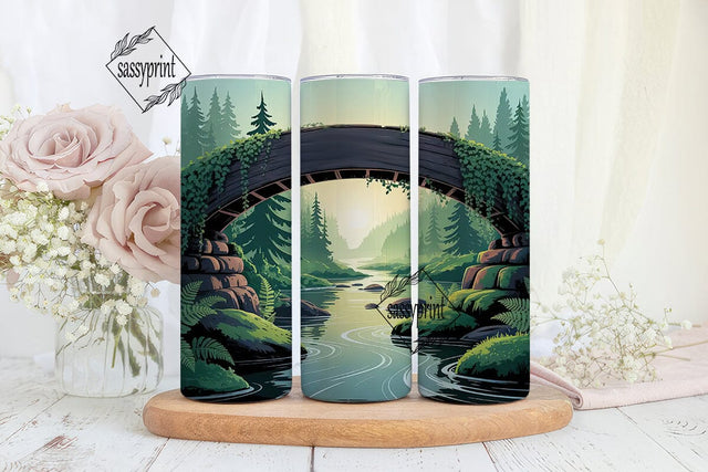 Serene Forest River 20oz Tumbler Wrap Sublimation sassyprint 