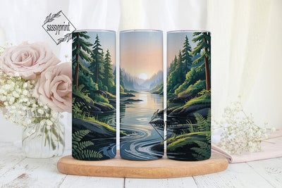 Serene Forest River 20oz Tumbler Wrap Sublimation sassyprint 