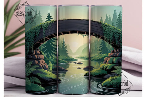 Serene Forest River 20oz Tumbler Wrap Sublimation sassyprint 
