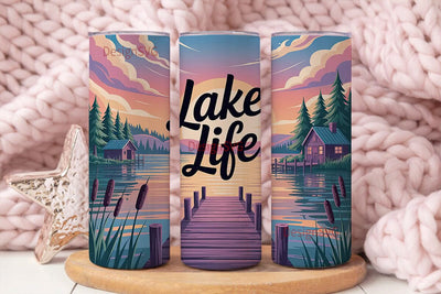 Serene Lake Life 20oz Tumbler Wrap Sublimation DesignSVG 