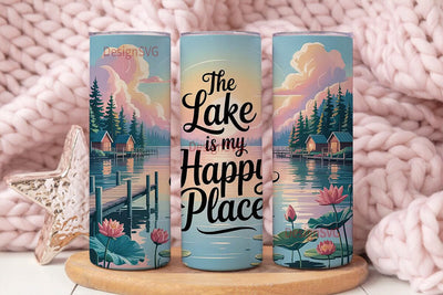 Serene Lake Sunset 20oz Tumbler Wrap Sublimation DesignSVG 