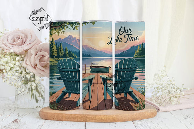 Serene Lake Time 20oz Tumbler Wrap Sublimation sassyprint 