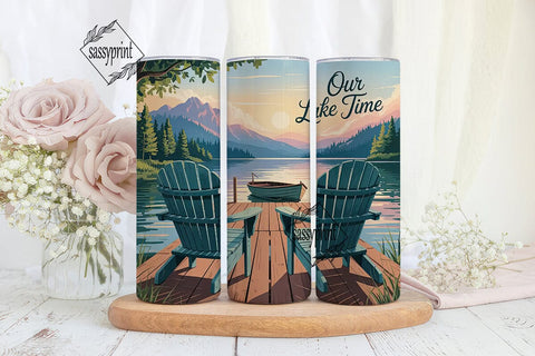 Serene Lake Time 20oz Tumbler Wrap Sublimation sassyprint 