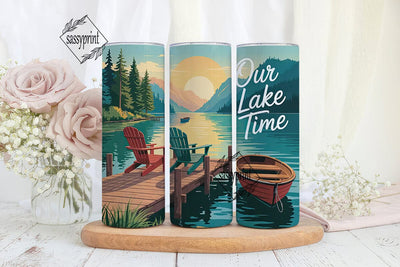 Serene Lake Time 20oz Tumbler Wrap Sublimation sassyprint 