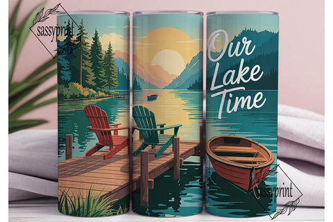Serene Lake Time 20oz Tumbler Wrap Sublimation sassyprint 