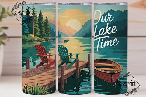 Serene Lake Time 20oz Tumbler Wrap Sublimation sassyprint 