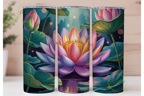 Serene Lotus 20oz Tumbler Wrap Sublimation PixelChick 
