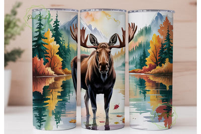 Serene Moose Lake 20oz Tumbler Wrap Sublimation PixelChick 