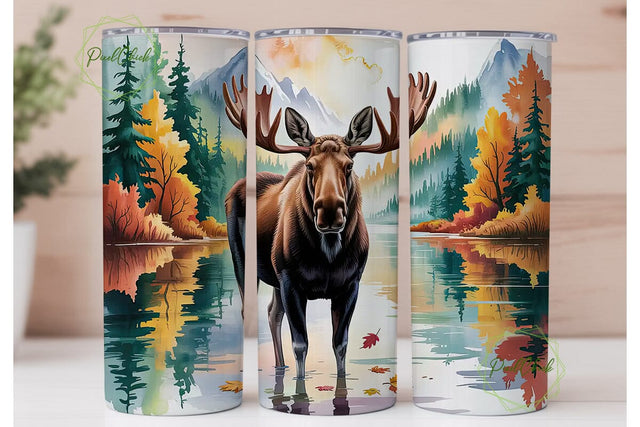 Serene Moose Lake 20oz Tumbler Wrap Sublimation PixelChick 