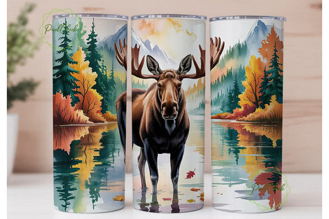 Serene Moose Lake 20oz Tumbler Wrap Sublimation PixelChick 