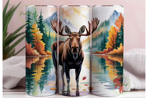 Serene Moose Lake 20oz Tumbler Wrap Sublimation PixelChick 