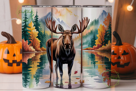 Serene Moose Lake 20oz Tumbler Wrap Sublimation PixelChick 