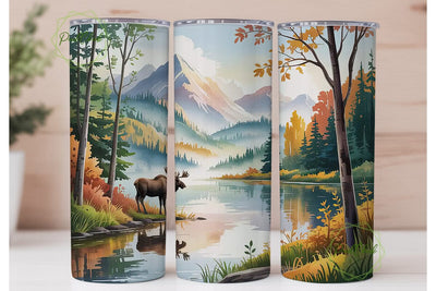 Serene Moose Lake 20oz Tumbler Wrap Sublimation PixelChick 