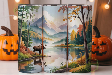 Serene Moose Lake 20oz Tumbler Wrap Sublimation PixelChick 