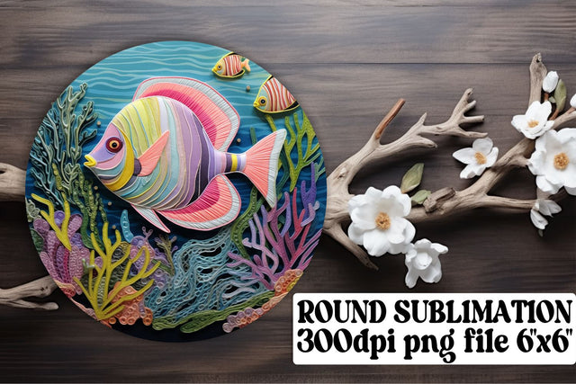 Serene Pond Fish 3D Embroidery Art for Circular Keychains Sublimation afrosvg 