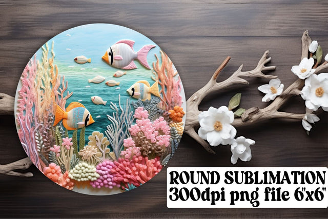 Serene Pond Fish 3D Embroidery Art for Circular Keychains Sublimation afrosvg 