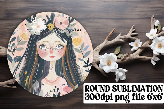 Serene Portrait Art Ornament Design - Sublimation Keychain Sublimation afrosvg 