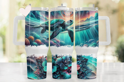 Serene Sea Turtle Premium 40 oz Sublimation Tumbler Design Sublimation BijouBay 