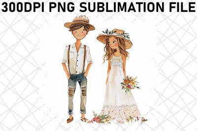 Serene Serenade: Watercolor Marriage Elements Sublimation afrosvg 