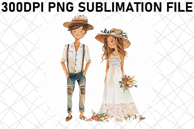 Serene Serenade: Watercolor Marriage Elements Sublimation afrosvg 