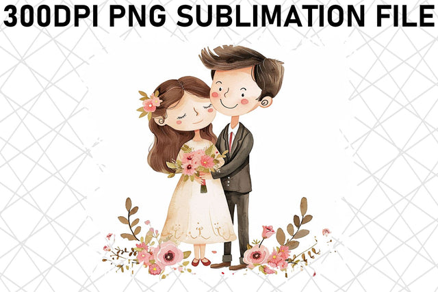Serene Serenade: Watercolor Wedding Elements Sublimation afrosvg 