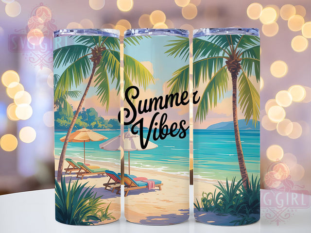Serene Summer Paradise 20oz Tumbler, Essence of Summer Vibes, 20oz Skinny Tumbler, Tropical Sublimation Wrap, Summer Beach Scene PNG, Coastal Calm Art, Vacation Paradise Graphic, Summer Vibes Design Sublimation SvggirlplusArt 