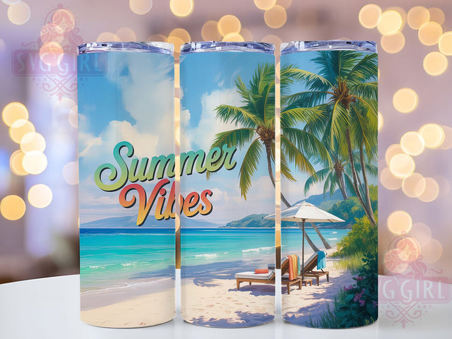 Serene Summer Paradise 20oz Tumbler, Essence of Summer Vibes, 20oz Skinny Tumbler, Tropical Sublimation Wrap, Summer Beach Scene PNG, Coastal Calm Art, Vacation Paradise Graphic, Summer Vibes Design Sublimation SvggirlplusArt 