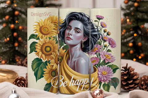 Serene Sunflower Woman 20oz Tumbler Wrap Sublimation DesignSVG 