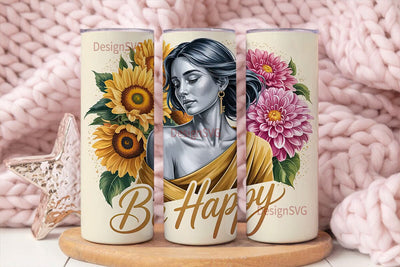 Serene Sunflower Woman 20oz Tumbler Wrap Sublimation DesignSVG 