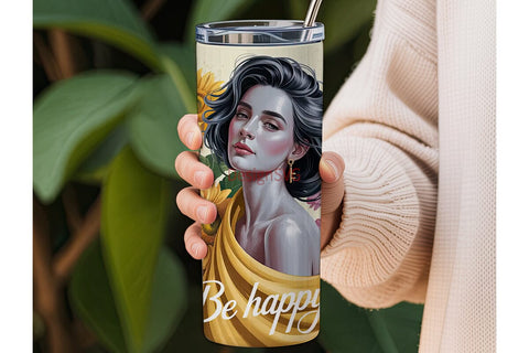 Serene Sunflower Woman 20oz Tumbler Wrap Sublimation DesignSVG 