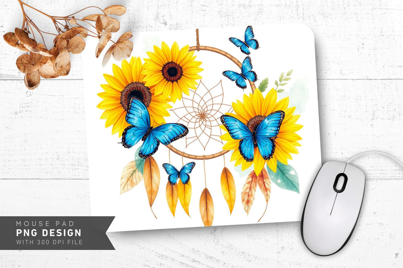 Serene Watercolor Sunflowers Mousepad PNG Sublimation Regulrcrative 