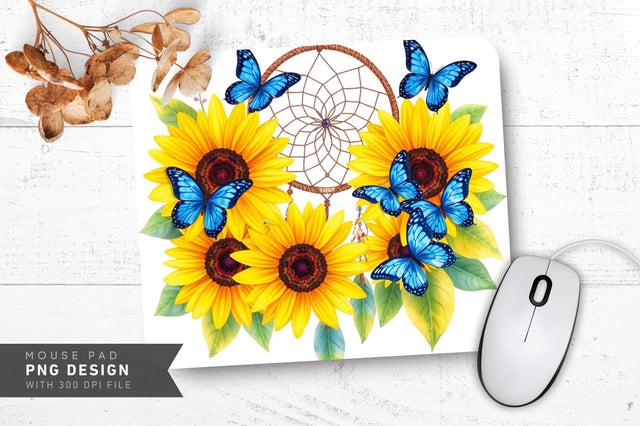 Serene Watercolor Sunflowers Mousepad Sublimation Regulrcrative 