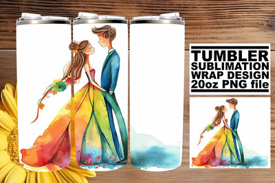 Serene Watercolor Wedding Tumbler Wrap: True Love 20oz Sublimation afrosvg 