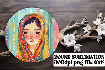 Serene Woman Portrait Ornament Design - Sublimation Keychain Sublimation afrosvg 