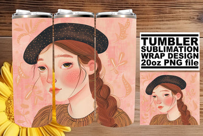 Serene Woman Portrait Tumbler Design - Sublimation 20oz Sublimation afrosvg 