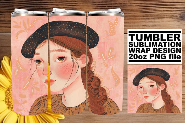 Serene Woman Portrait Tumbler Design - Sublimation 20oz Sublimation afrosvg 