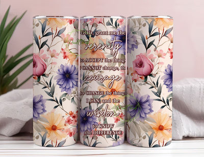 Serenity Prayer Courage Wisdom - Christianity Bible Tumbler Wrap - Skinny Straight 20oz - DIGITAL DOWNLOAD only - Sublimation PNG Design Sublimation PixelChick 
