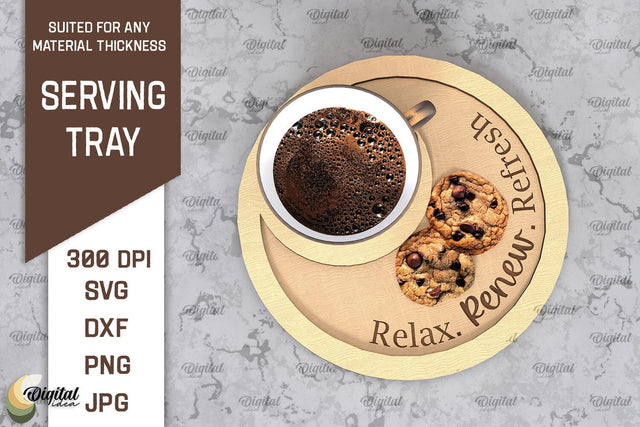 Serving Tray Laser Cut. Wooden Serving Tray SVG. Home Decor SVG Evgenyia Guschina 