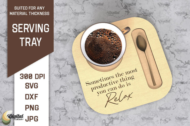 Serving Tray Laser Cut. Wooden Serving Tray SVG. Home Decor SVG Evgenyia Guschina 