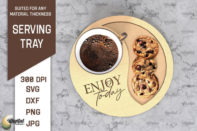 Serving Tray Laser Cut. Wooden Serving Tray SVG. Home Decor SVG Evgenyia Guschina 