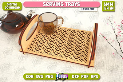 Serving Tray | Snack Appetizer Tray | Serving Tray with Handles | CNC File SVG The T Store Design 