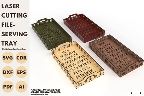 Serving Tray with pattern | laser cut file | svg paper cut | cricut | glowforge file SVG tofigh4lang 