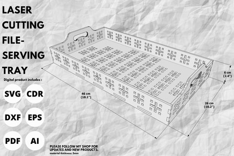 Serving Tray with pattern | laser cut file | svg paper cut | cricut | glowforge file SVG tofigh4lang 