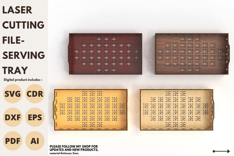 Serving Tray with pattern | laser cut file | svg paper cut | cricut | glowforge file SVG tofigh4lang 